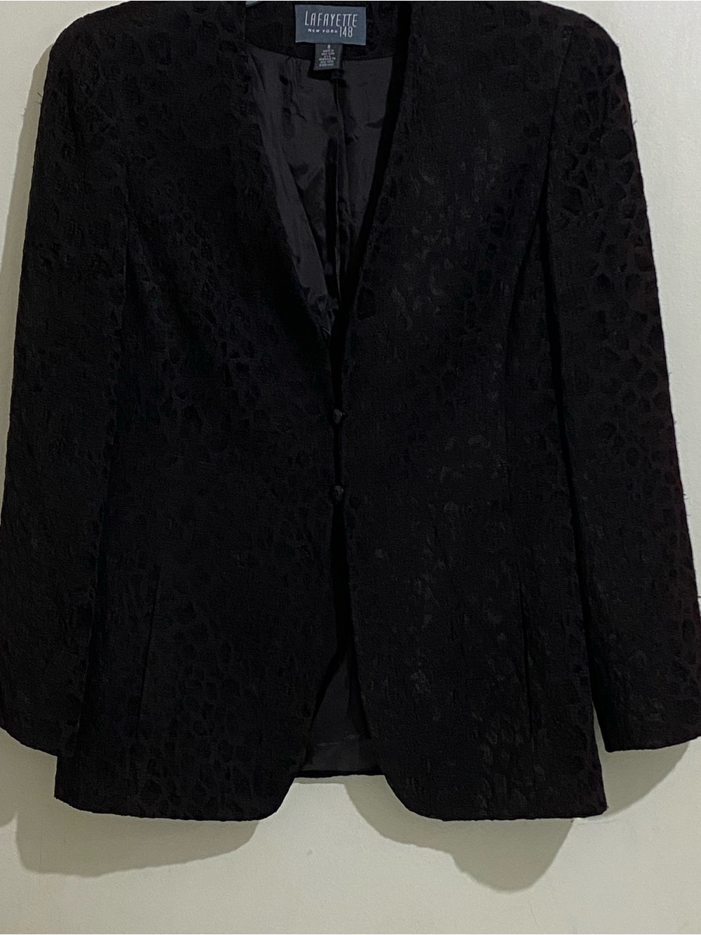 Lafayette 148 New York Jacquard Brown Blazer Pockets Made in USA
